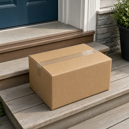 Caja en los escalones de una entrada